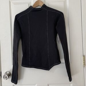 FP Movement by Free People Black Long-Sleeve Top with Contrast Seams Size XS